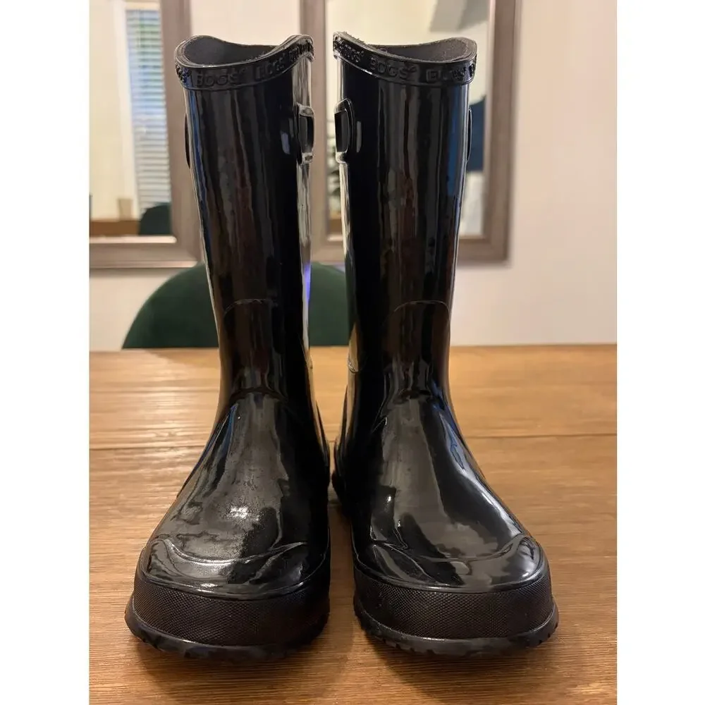 BOGS Kids Classic Tall Black Waterproof Rain Boots Youth Size 2